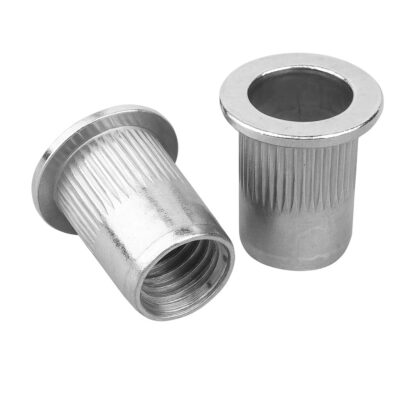 BIF M5 Zinc Plated Threaded Rivet Nuts (Pack of 100) – Knurled Flat Head Inserts