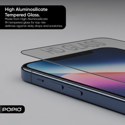 POPIO Military-Grade Gorilla Tempered Glass Compatible For iPhone 12/12 Pro (Black) Edge-To-Edge Protector Coverage With Easy Installation Kit