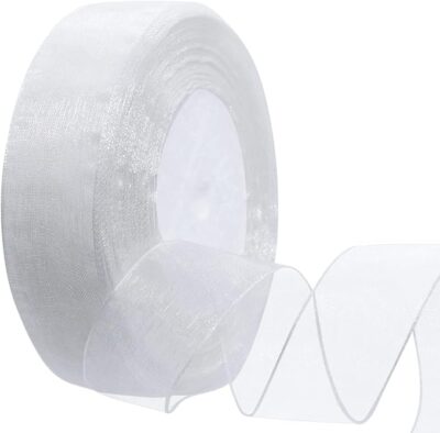 IMPRINT Sheer Organza Chiffon Ribbon | 1 Inch | 35 Meters | Roll | White