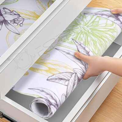 ESPERO Fridge Mats, Kitchen Mat EVA Food Grade Multipurpose Washable Anti Slip Mat/Sheet for Fridge, Shelf Liners for Kitchen Shelves, Table, Kitchen Drawer mat - 300 x 45 cm (Big Flower White)