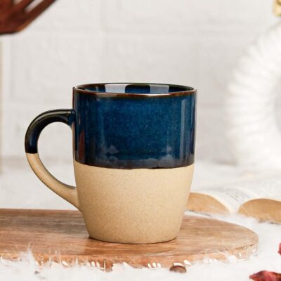 The Earth Store Organic Blue Coffee Mug Set of 1, 330ML | Ceramic Tea Mug | Dishwasher & Microwave Safe | Perfect for Birthday Gift, Office, Home