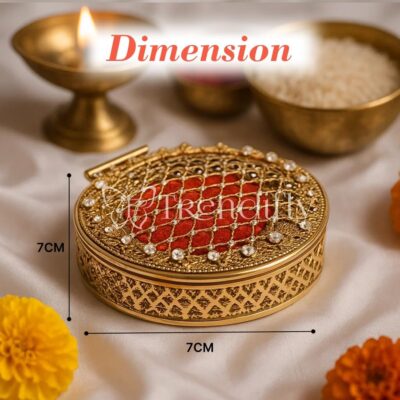 Trendifly Metal Round Gold Silver Coin Cash Shagun Box | Decorative Ring Coin Sikka Storage Gift Box | Wedding Pooja Baby Shower Housewarming Shagun Rakhi Raksha Bandhan Return Gifts