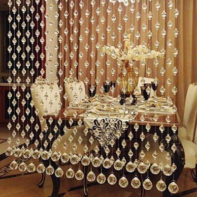 k9 100% Glass Drops, Acrylic String Beads Partition Crystal Curtains for Living Room (4 Feet Hight, 10 String Suitable for 2.5 to 3 Feet Width) (Transparent)