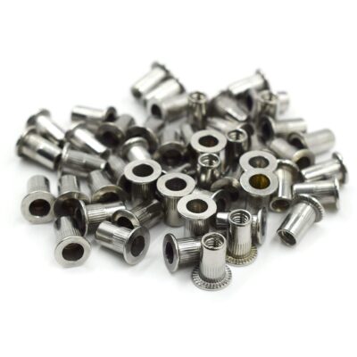 M4 304 Stainless Steel Rivet Nut Kit (50 Pcs) – Flat Head Threaded Insert Nutserts