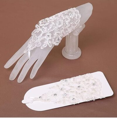 Cute critters Bridal Wedding Lace Satin gloves (WA)