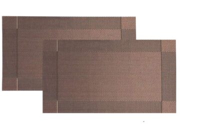 P-Plus International Washable PVC Vinyl Heat Resistant Dinner Table Mats Placement Easy to Wash Cleaning Both Side Usable (Set of 2, Brown)