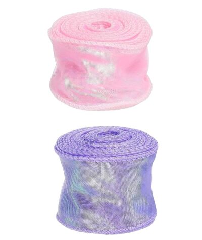 2PCS Organza Ribbon, Ribbons for Decoration and Gift Wrapping, Rolls Organza Fabric Material, 4 cm Wide 9.1 m Long, Pink and Purple Ribbon Roll for Bouquet and Christmas Tree Decoration