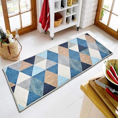Ishro home 3D Printed Bedside Runner Nylon Carpet Anti-Skid for Home/Kitchen/Kitchen/Living Area/Office Entrance. (Crystals, 22 X 55)