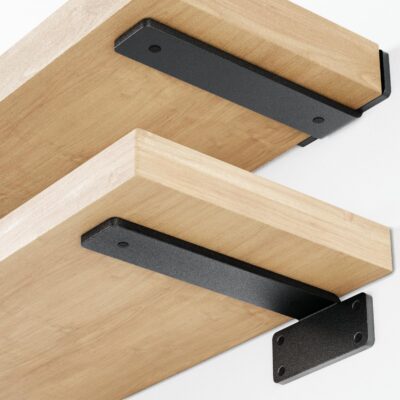 Sharpex Heavy Duty Metal Shelf Brackets for Wall Shelves – Black Powder-Coated (Pack of 2)