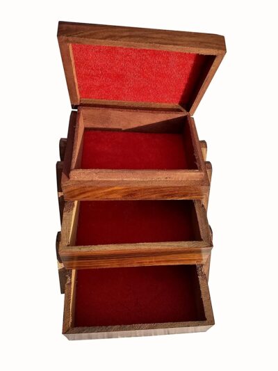 Antlantic wood store Wooden Jewellery Keepsake Celtic Box with 3 Expendable for Women Wooden Flip Flap Flower Carved Design Handmade Gift