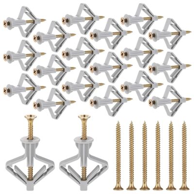 Serplex 50 Pcs Drywall Anchor & Screw Kit – Winged Expansion Plugs for Heavy-Duty Wall Mounting