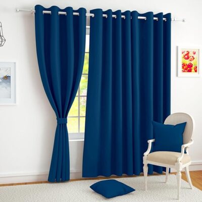 Story @ Home Blackout Window Curtains 5 Feet Long Set of 1 | Plain Print | 95% Room Darkening Curtain | Thermal Insulated | Curtains for Living Room | (116 x 152 cm, Navy Blue) | Perfect for Home Decor