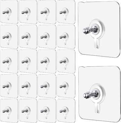 Vinsh Enterprise Adhesive Wall Hooks (Pack of 10) – Transparent, Stainless Steel, No-Drill Design