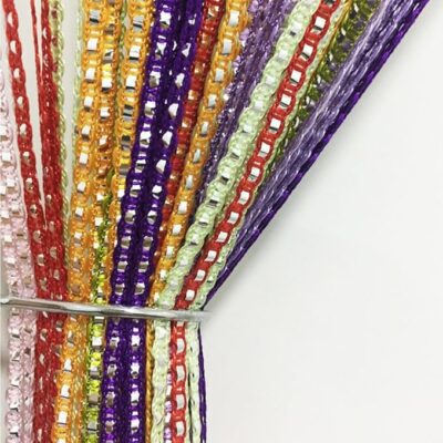 Pindia Sparkle String Thread 2 Piece Polycotton Door Curtain Set - 6.5ft (Multicolor)