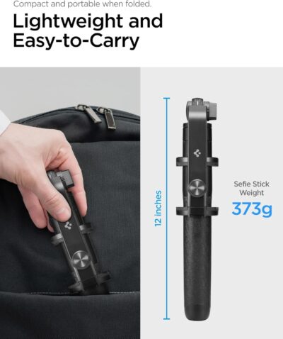 Spigen S560 Selfie Stick Tripod, [1.6m Extra Long] [Reinforced Tripod Stand] with Wireless Blutooth Remote, All-in-One Phone Tripod for iPhone, Samsung Android, Camera, GoPro and More - Black