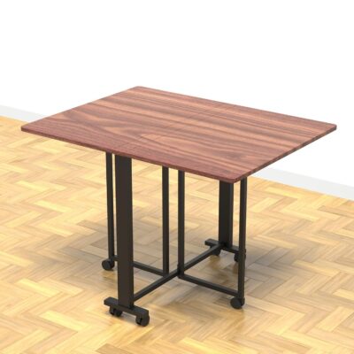 Inno Fur Easy Folding Dining Table | Foldable Dinner | Cafe Table | Breakfast | Four Seater Dinning with Wheels for Home, Hotels, Office (Brown, Regular (110 CM))