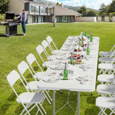 Livzing 6 Ft Plastic Folding Table with Metal Frame | 100kg Load Capacity | Foldable and Portable Dining Table | Travel Camping Table | Patio, Garden, Indoor and Outdoor Sturdy Picnic Table (HDPE)