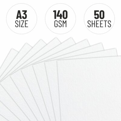 Anupam SketchO Sketching & Drawing Paper A3 | 50 Sheet 100 Pages | 140 GSM Sheet for Pencil, Charcoal, Graphite, redchalk Pastel, Chalk, Oil Pastel & Wax Crayon for Artist's & Amateurs