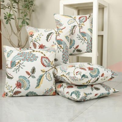 Clasiko Cotton Cushion Covers Set of 5; 12x12 Inches; Tulip Treats