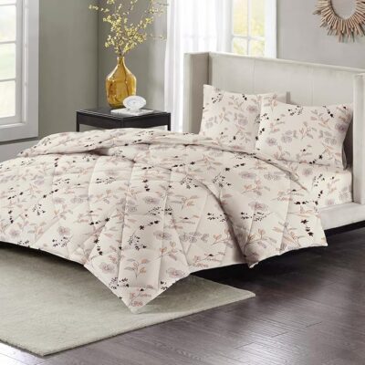 BSB HOME® 2nd Gen 220 GSM Microfiber Reversible AC Comforter/Blanket for Winter/Quilt/Duvets for King Size Double Bed (230X250 cm, Floral Off White)