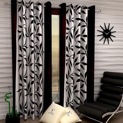 Fashion String Polyester 2 Pieces Window Curtain Set, 5 Feet Long, Brown - (116 Cm x 152 Cm)