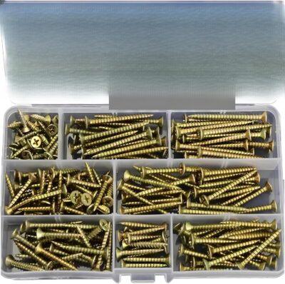 Favhome DIY Phillips Flat Head Screws Kit – 305 Pieces, 8 Sizes, 500g Multipurpose Home & Office Set with Handy Organizer Box