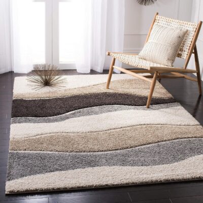 Modern Soft Shaggy Microfiber Carpet for Living Room & Bedroom – Grey/Brown/Beige (3x5 Ft)