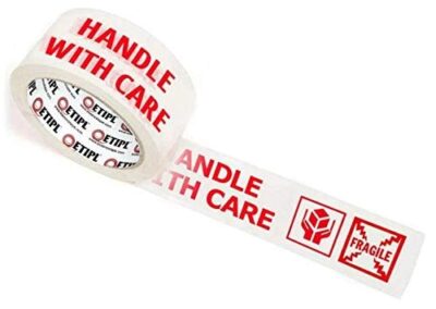 Cello Tape 2 Inch 65mtr (Handle with Care Fragile Tape Printed) Set of 6