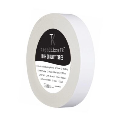 1 inch or 24 mm x 50 meter Pack of 2 Thin Double Sided Tissue Tape for Clothes & DIY Crafts Two Way Strong Adhesive Transperant Wall Safe Tape for Home Improvement