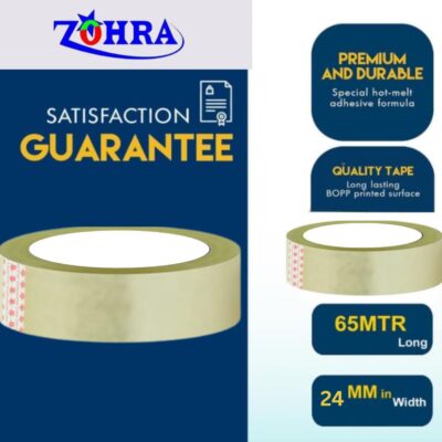 ZOHRA® 6 Cello Tape | 1 Inch (24mm x 65m), Transparent | Set of 6 | Multipurpose Adhesive Tape for Office, Home, and Craft Projects (6)