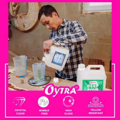 Oytra Deep Pour Casting Liquid Hardener 2 1 Ratio Art Materials Crystal Clear Craft Epoxy Resin for Wood Perfect for Professional Tabletop Preservation and Large DIY Cast Art Projects (15 Kg)