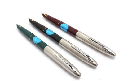 Hero Pen Original Fountain Pen for Men Smooth Iridium Tip Nib Refillable Ink Pen Gold Arrow Pattern Model 329 Silver Trim Cap Black Green Maroon - Pack of 3