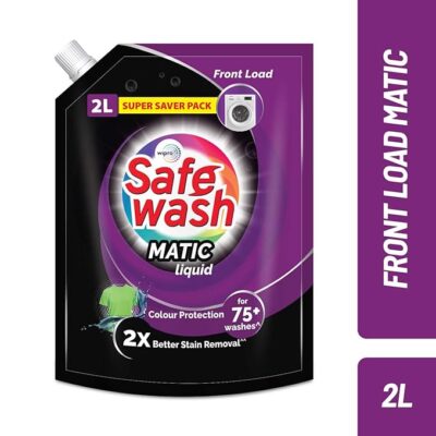 Safewash Front Load Matic Premium Liquid Detergent 2L Refill Pouch with Color Protect Technology | 2x Stain Removal | For All Types of Fabrics