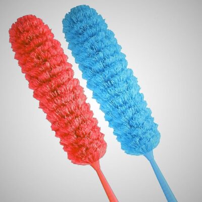 ALOUD CREATIONS 2Pc Microfiber Feather Duster for Cleaning | Washable Duster for Home, Office, Bedroom, Car | for Cleaning Ceiling Fans, Curtains, Web | Red & Blue Color