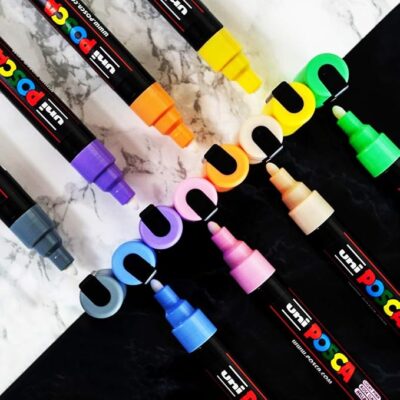 UNI-BALL Posca 5M 1.8 mm-2.5 mm Bullet Shaped Marker Pen, Black Ink, Pack of 1