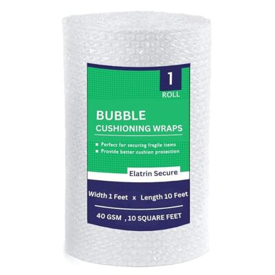 Bubble Cushioning Wrap Roll, Clear, 1 ft x 10 ft, Heavy Duty 40 GSM, Protective Packaging Material for Shipping Fragile Items by ELATRIN