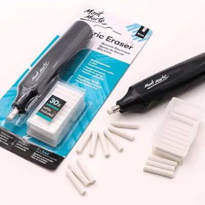 Mont Marte Electric Eraser, Includes 30 Eraser Refills. For Graphite Pencils and Color Pencils by Vanshi Art