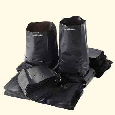 Indian Gardens – 6 x 7 Inch Black Poly Grow Bags | Heavy-Duty Nursery Bags for Vegetables | Flowers & Home Gardening - 200 Grams
