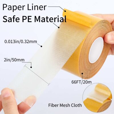 Double Sided 3CM x 20M Long Super Strong Sticky Carpet Tape, Non-Slip Waterproof Removable Mesh Grid Tape for Hardwood Floors, Mats, Wall Hanging & Paste Decoration (20M)