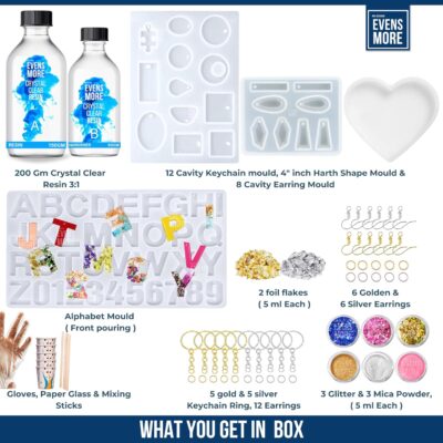 EVENS MORE Alphabet Keychain Number Making With Hole Mould For Resin Art With Glitter,Multicolor