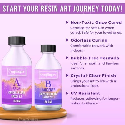 Craftinger Diy Resin Coaster Kit With 200Gm Epoxy Resin Moulds And More, Multicolor