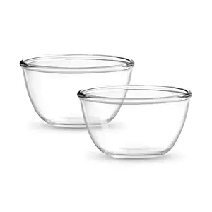 MILTON Glass Mixing Bowl - 1000ml, Set of 2, Transparent