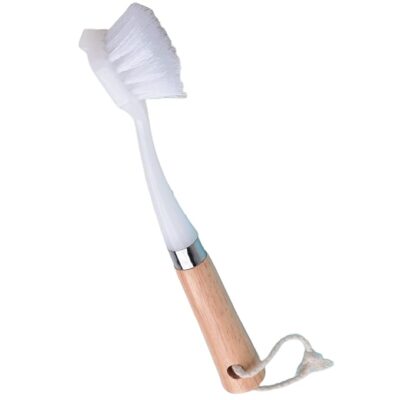 The Better Home Sink & Tile Cleaner Brush Set 26 cm Long with Non-Slippery Wooden Handle & Loop for Hanging | Sink Cleaning Brush | Kitchen Cleaning Brush- White