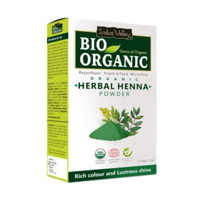 Indus Valley Herbal Henna Powder Organic Natural Green Heena for Hair Colour Nourishes Conditions & Strengthens No Harsh Chemicals All Hair Types (100g)