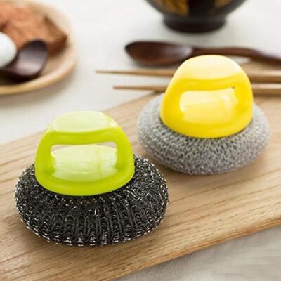 Handled Dish Metal Pot Cleaning Stainless Steel Wire Scrubber with Handle 2pcs