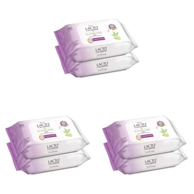 Lacto Calamine Oil Control Face Wipes | 30 N each- Pack of 6 | Wet Wipes for Face With Neem, Aloe Vera & Niacinamide | Makeup Remover Wipes | Hydrating, Refreshing, Soothing | Pararben & Alcohol Free