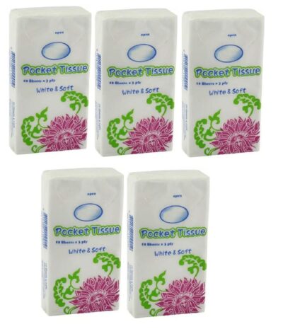 STAGER Soft Pocket Tissue Packs, Disposable Tissue Paper Packets For Face, Women, Men, Kids, ETC (50 Sheets) - Pack Of 5.