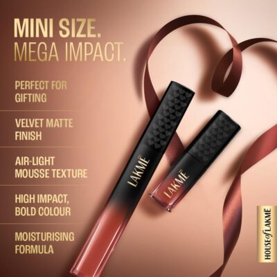 Lakme Xtraordin-Airy Lip Mousse, Velvet Matte Finish, with air-light texture, enriched with cocoa butter for nourished & moisturised lips, Liquid Lipstick - Blush Nude (1.8g)
