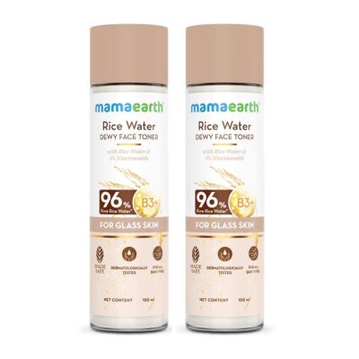 Mamaearth Rice Water Dewy Face Toner with Rice Water & 4% Niacinamide for Glass Skin | Intensely Hydrates | Minimizes Pores | Even Skin Tone | Korean Rice Toner | Alcohol-Free | Suits All Skin Types | 150 ml (Pack of 2)