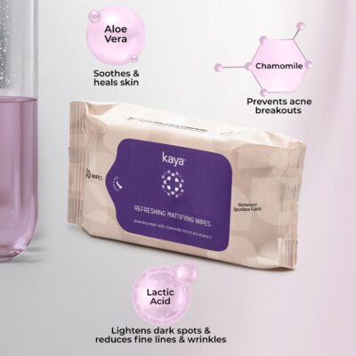 Kaya Clinic Refreshing Mattifying Wipes | Vitamin E & Chamomile Extracts | Face | Cleansing | For Acne Prone Skin | 30